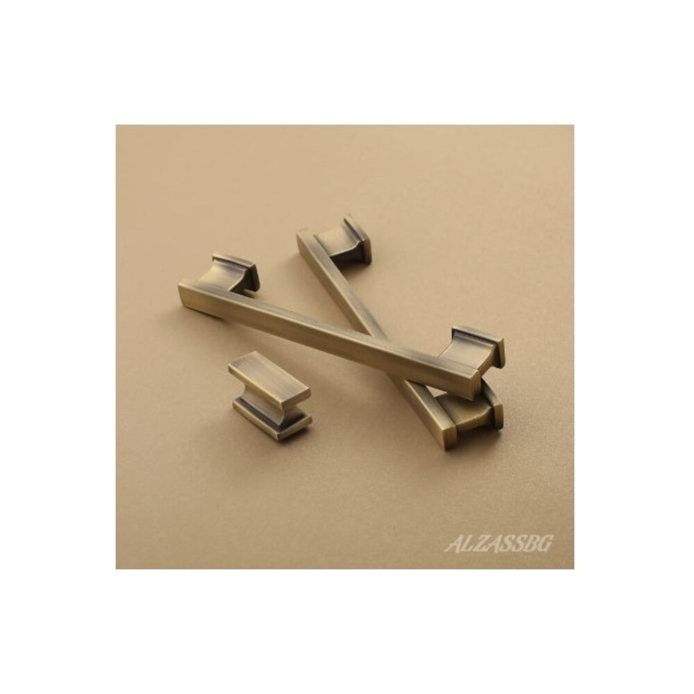 Alzassbg 10 Pack Cabinet Pulls Brushed Antique Brass 5" Hole Center AL3061AB